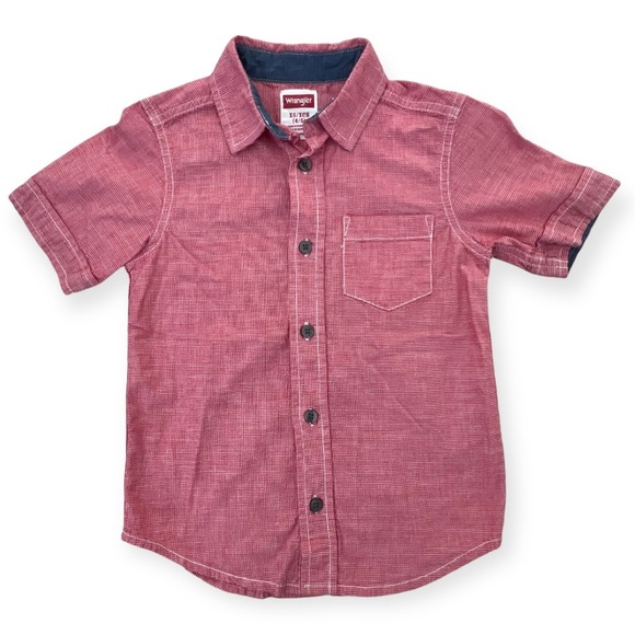 🔴 $5 Sale! Wrangler Red Button Down Shirt Kids Like New - Picture 1 of 4